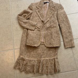 Anne Klein raw hem skirt suit